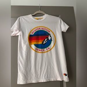 Aviator Nation White Tee with Colorful Logo